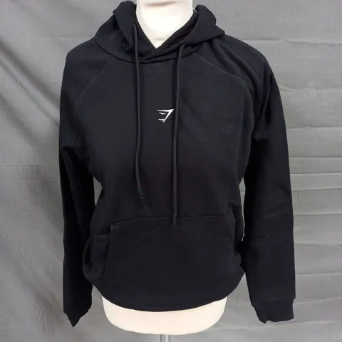 GYMSHARK TRAINING FLEECE REGULAR HOODIE IN BLACK SIZE S
