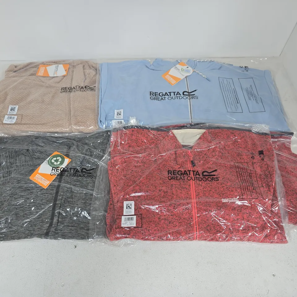 LOT OF 5 BRAND NEW REGATTA ZIP THROUGH JACKETS IN VARIOUS SIZES DESIGNS AND COLOURS