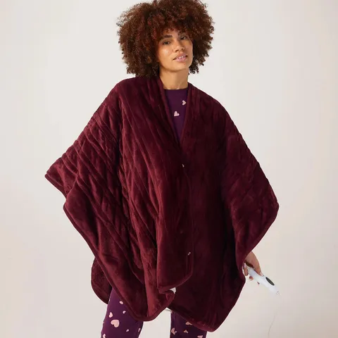 OUTLET COZEE HOME OVERSIZED WRAP WITH 9 HEAT SETTINGS IN SHIRAZ WINE