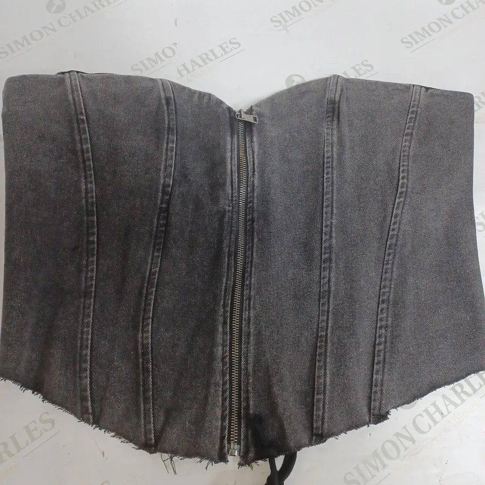 MARS THE LABEL DENIM ZIP CORSET IN DARK WASH - 20