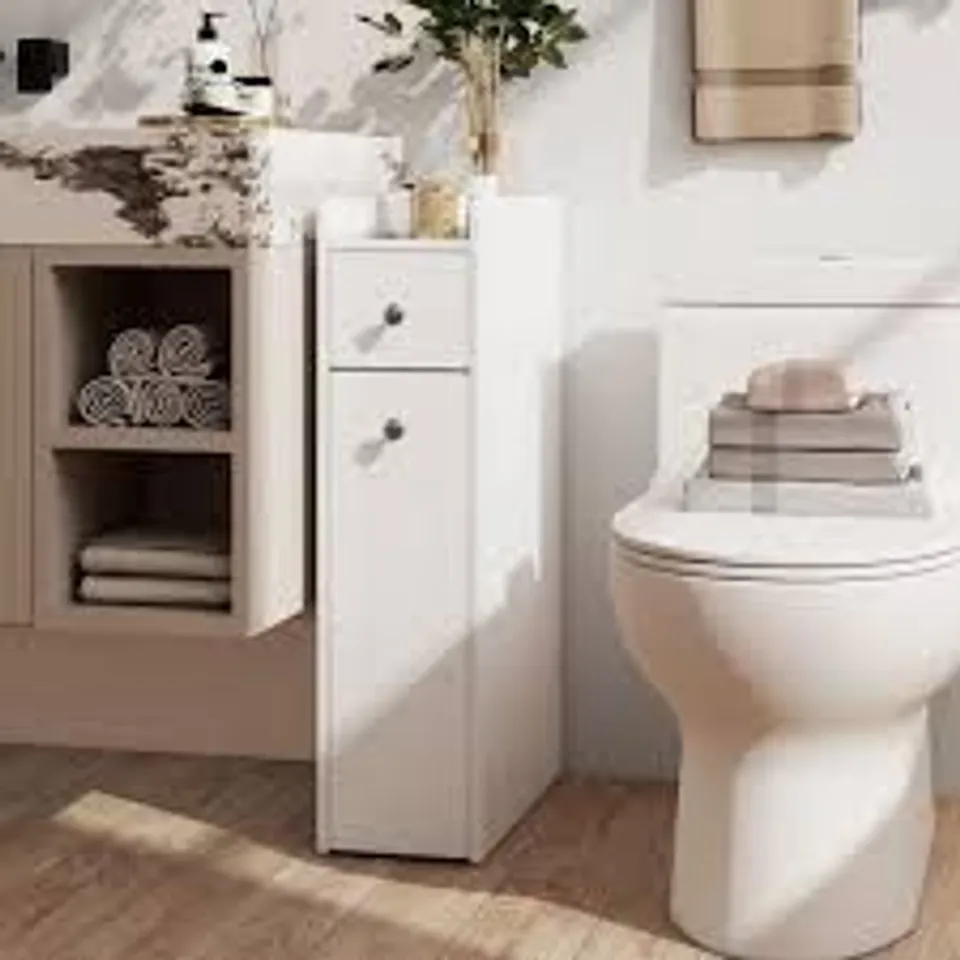 BOXED COSTWAY WHITE SMALL 4-TIER TOILET SIDE CABINET