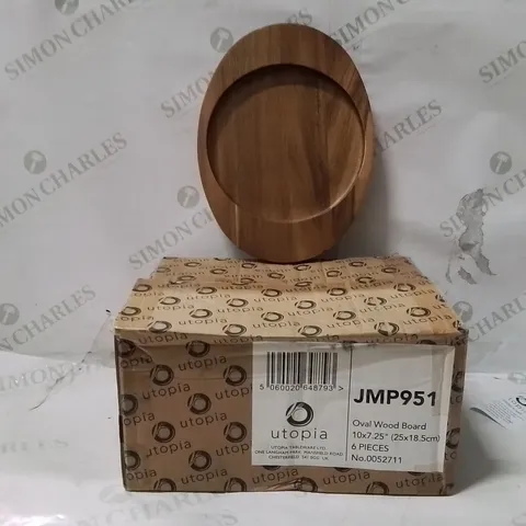 BOXED UTOPIA OVAL WOOD BOARD APPROXIMATELY 6