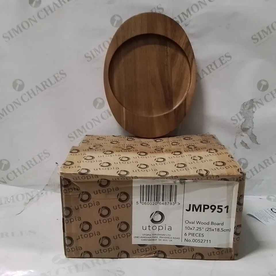 BOXED UTOPIA OVAL WOOD BOARD APPROXIMATELY 6