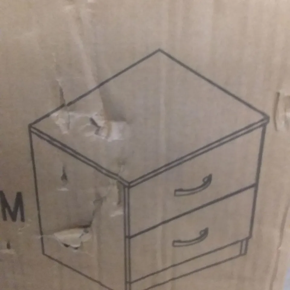 BOXED BRENDLE 2 DRAWER BEDSIDE TABLE - BLACK GLOSS