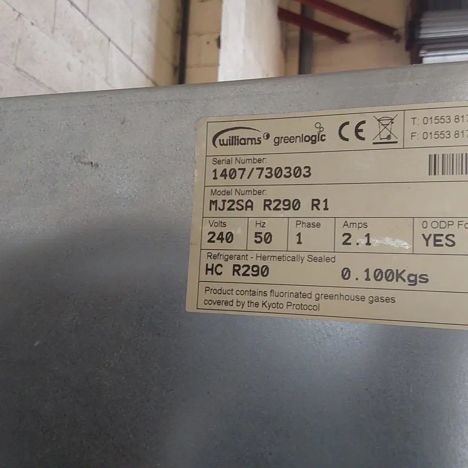WILLIAMS MJ2SA R290 R1 DOUBLE DOOR UPRIGHT COMMERCIAL FRIDGE