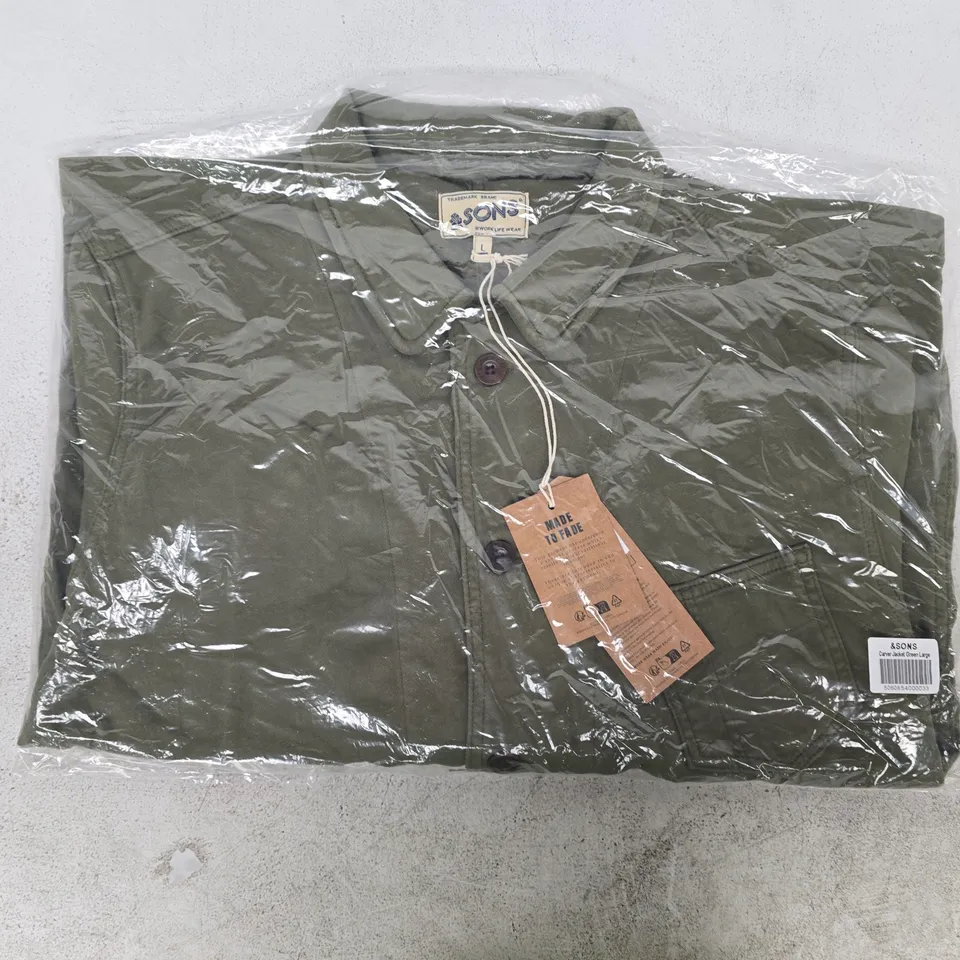 BAGGED & SONS CARVER JACKET IN GREEN SIZE LARGE