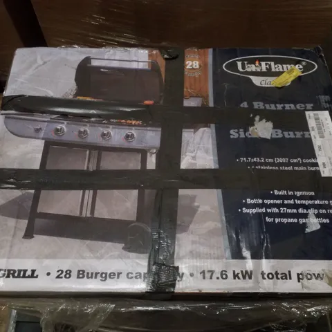 BOXED UNIFLAME 4 BURNER GAS GRILL WITH SIDE BURNER