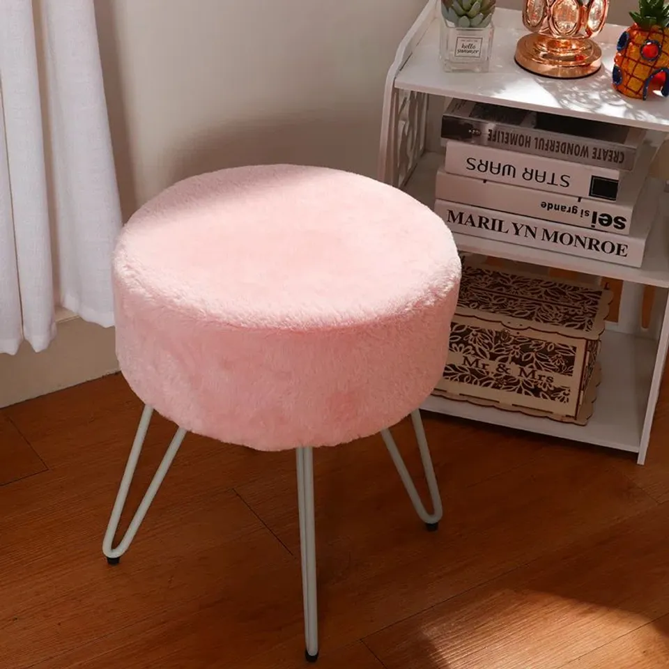 BOXED ADARSH IRON ACCENT STOOL - PINK (1 BOX)