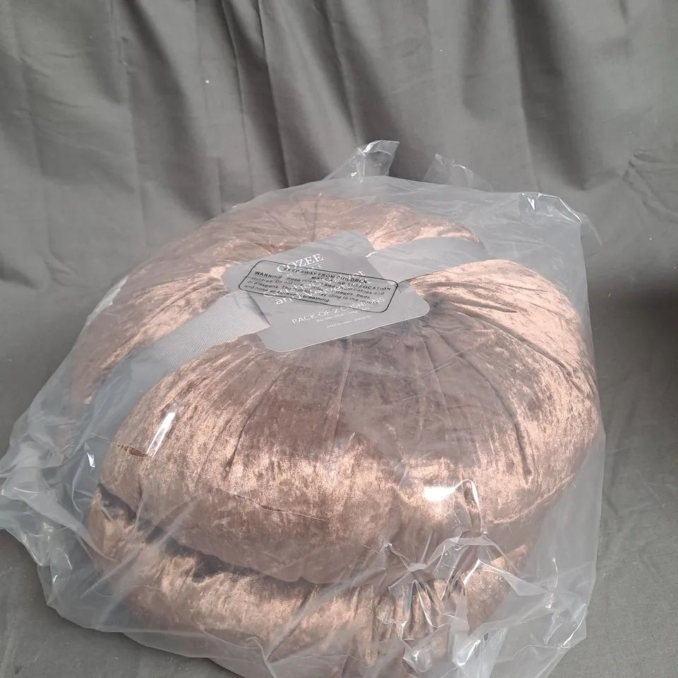 BOXED COZEE HOME CRUSH VELVET CUSHIONS IN BRONZE - SET OF 2