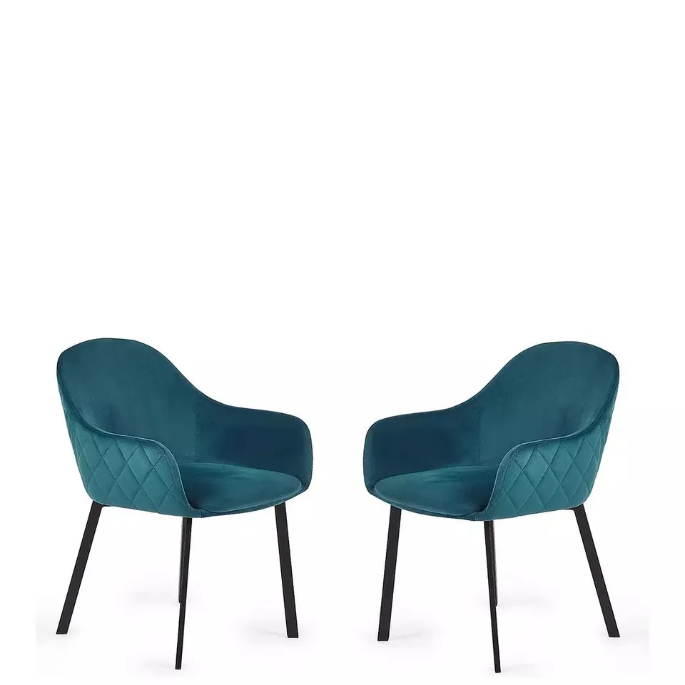 BOXED SET OF 2 LIMA DINING CHAIRS IN TEAL VELVET - COLLECTION ONLY