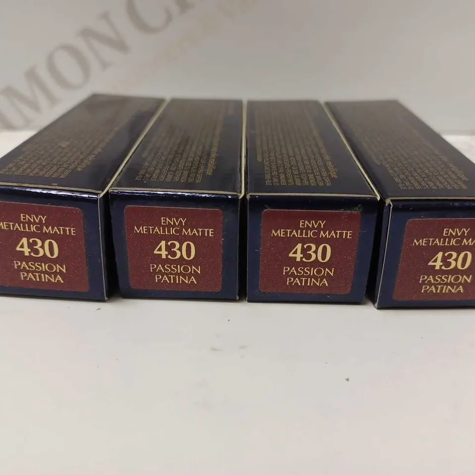 LOT OF 4 ESTÉE LAUDER PURE COLOR ENVY METALLIC MATTE LIPSTICKS - 430 PASSION PATINA