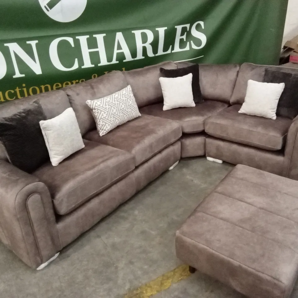 AMARA RIGHT HAND DOUBLE ARM CORNER GROUP WITH FOOTSTOOL - CHOCOLATE RRP £3419