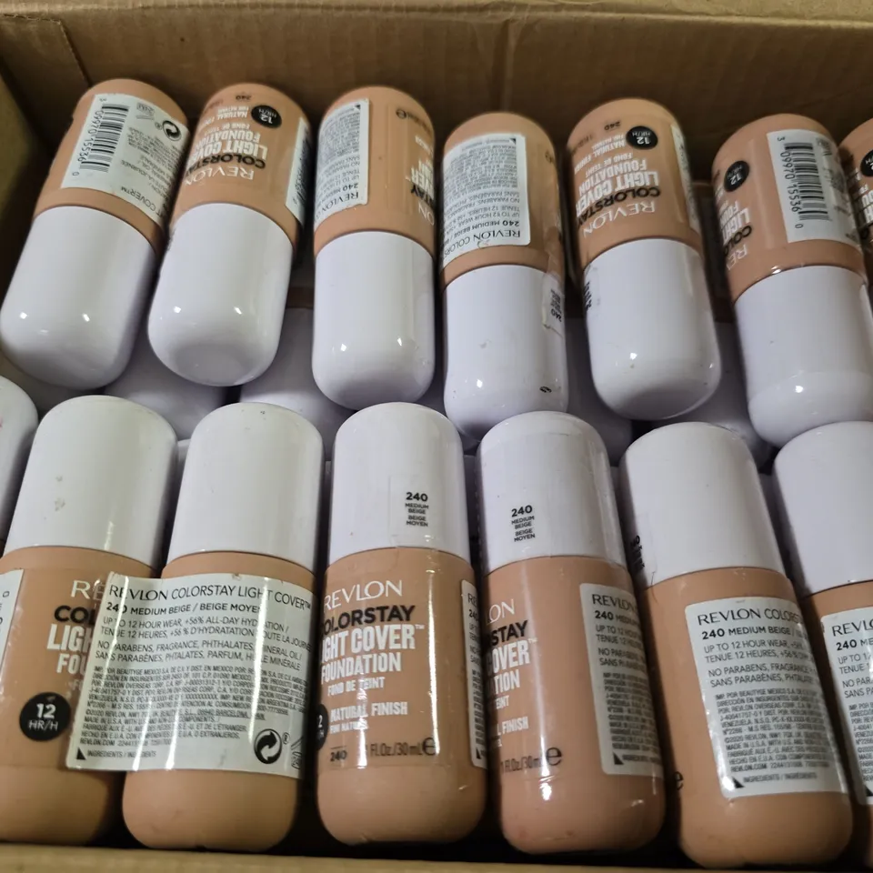BOX OF APPROXIMATELY 75 REVLON COLORSTAY LIGHT COVER FOUNDATION 240 MEDIUM 