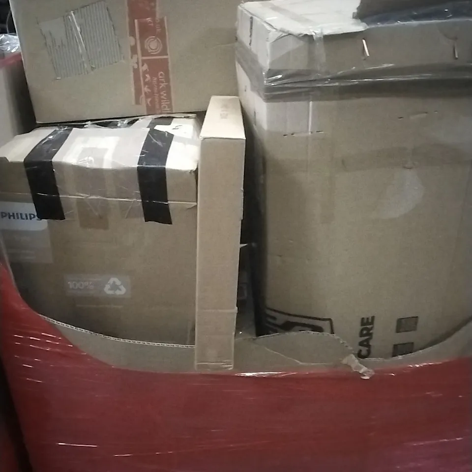 PALLET OF ASSORTED HOUSEHOLD GOODS AND PRODUCTS TO INCLUDE; PHILLIPS AIR FRYER, MATTRESS, BOXED FURNITURE ETC