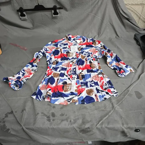 Women's Printed Collared Blouse with Abstract Print