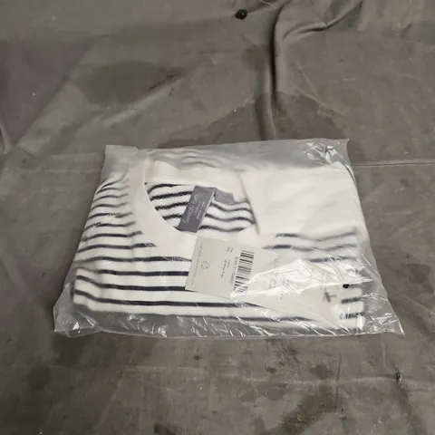 SWEATY BETTY AFTER CLASS CROP SWEATSHIRT IN LILY WHITE STRIPE SIZE XXS