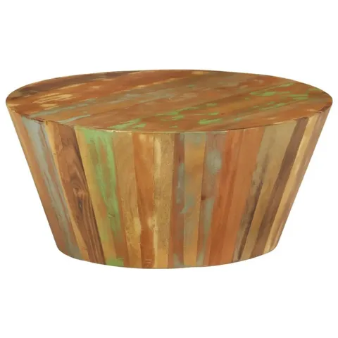 BOXED LAYHIL SOLID WOOD DRUM COFFEE TABLE
