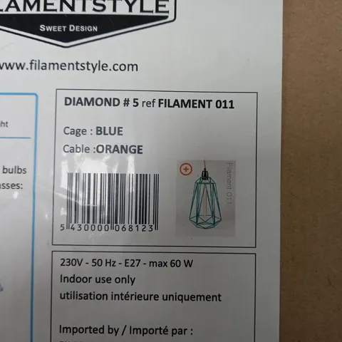 FILAMENT STYLE REFTRO LOFT LAMP DIAMOND TEXTILE ORANGE BLUE METAL 