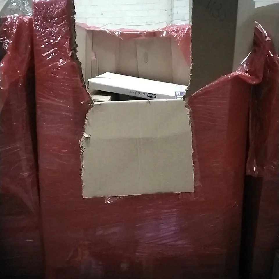 PALLET OF HOUSEHOLD ITEMS TO INCLUDE BADMINTON RACKET, LEGO,TOILET SEAT, HEATED THROW AND OTHER ASSORTED ITEMS...