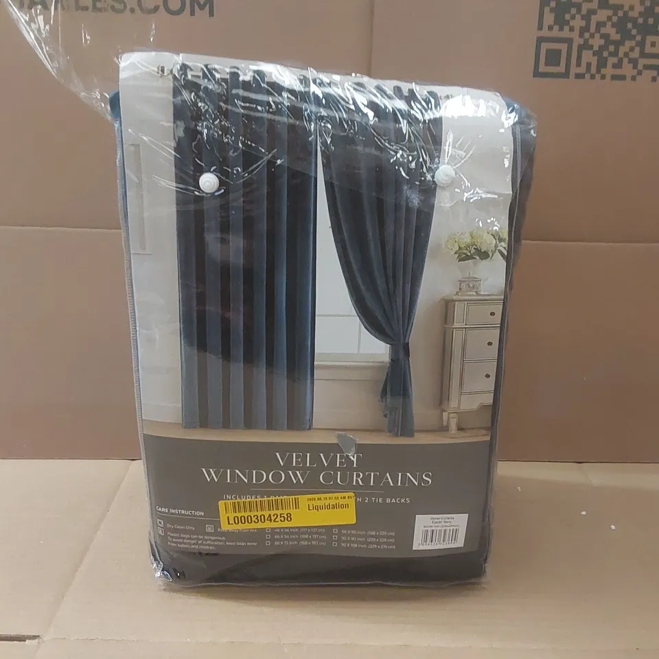 BAGGED VELVET WINDOW CURTAINS - 90 X 90"