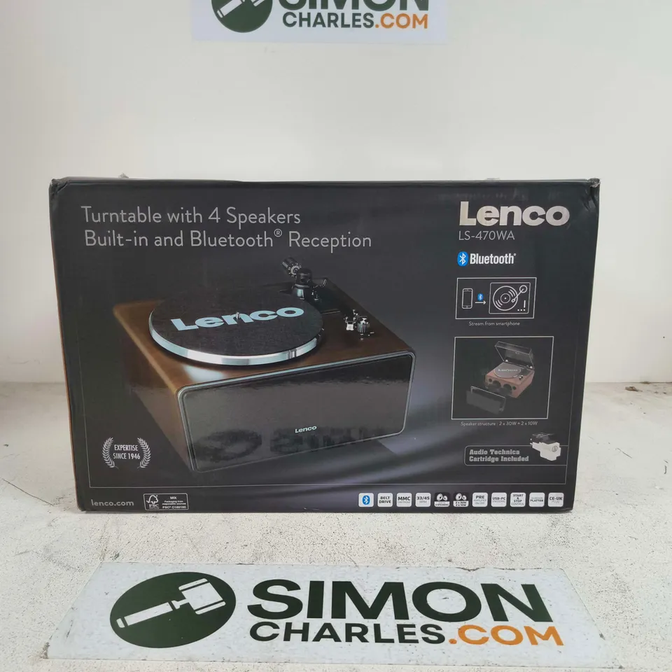 BOXED LENCO LS-470WA BLUETOOTH TURNTABLE