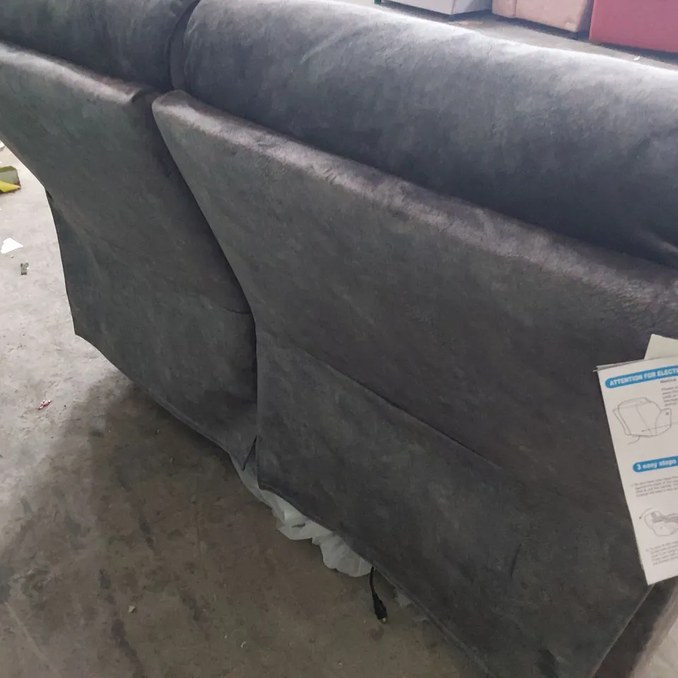 DESIGNER POWER RECLINING TWO SEATER SOFA CHARCOAL FABRIC 