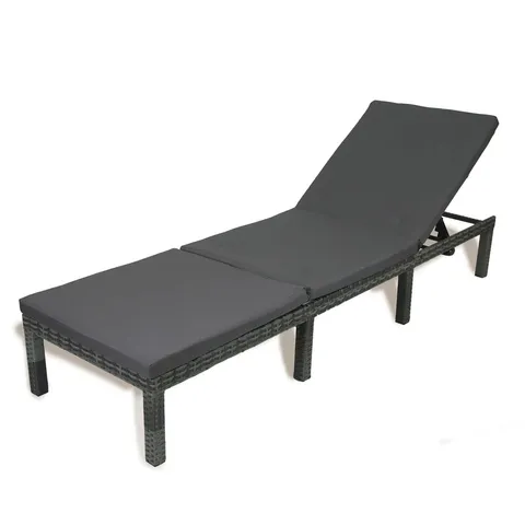 BOXED RATTAN SUN LOUNGER WITH CUSHION