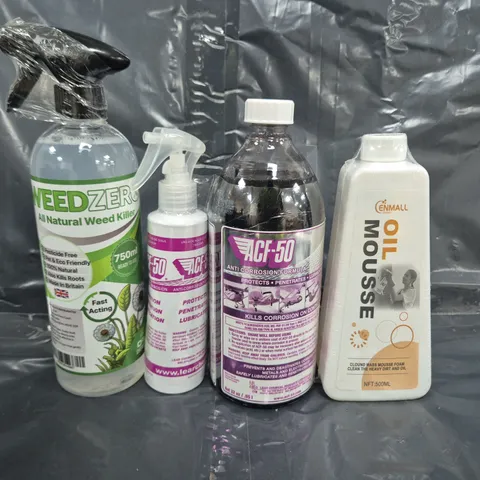APPROXIMATELY 10 ASSORTED HOUSEHOLD ITEMS TO INCLUDE OIL MOUSSE, WEED KILLER, ETC - COLLECTION ONLY
