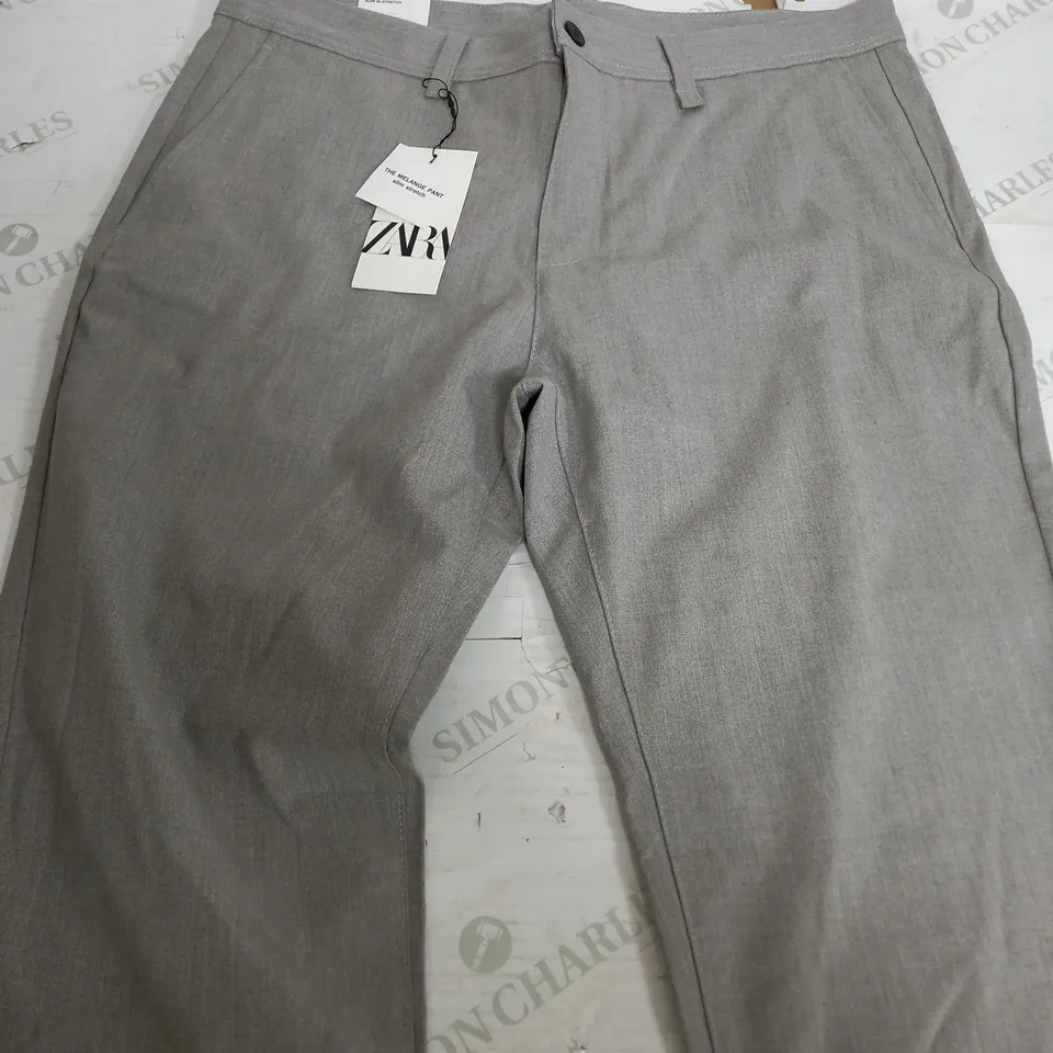 ZARA THE MELANGE PANTS IN LIGHT GREY - SIZE 46
