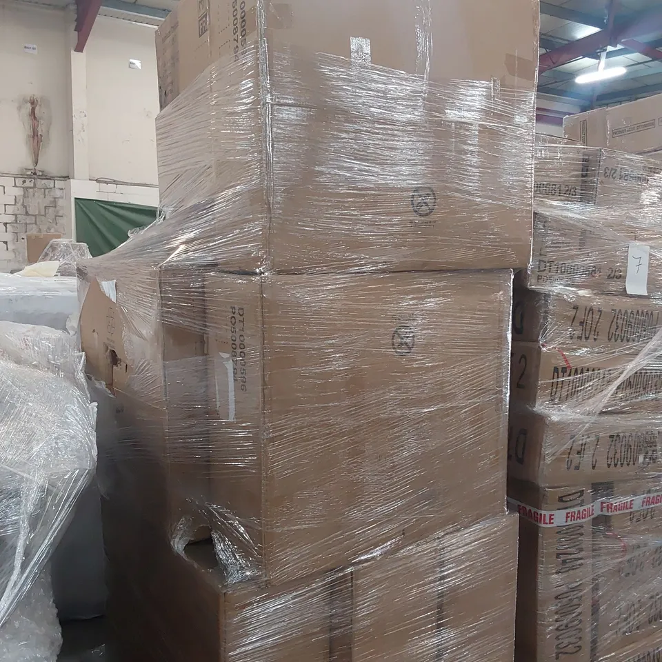 PALLET OF ASSORTED BOXED DINING TABLE PARTS 