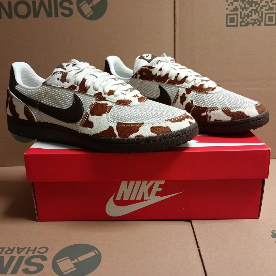 BOXED PAIR OF NIKE FIELD GENERAL TRAINERS IN PHANTOM/ANIMAL PRINT SIZE UK 10