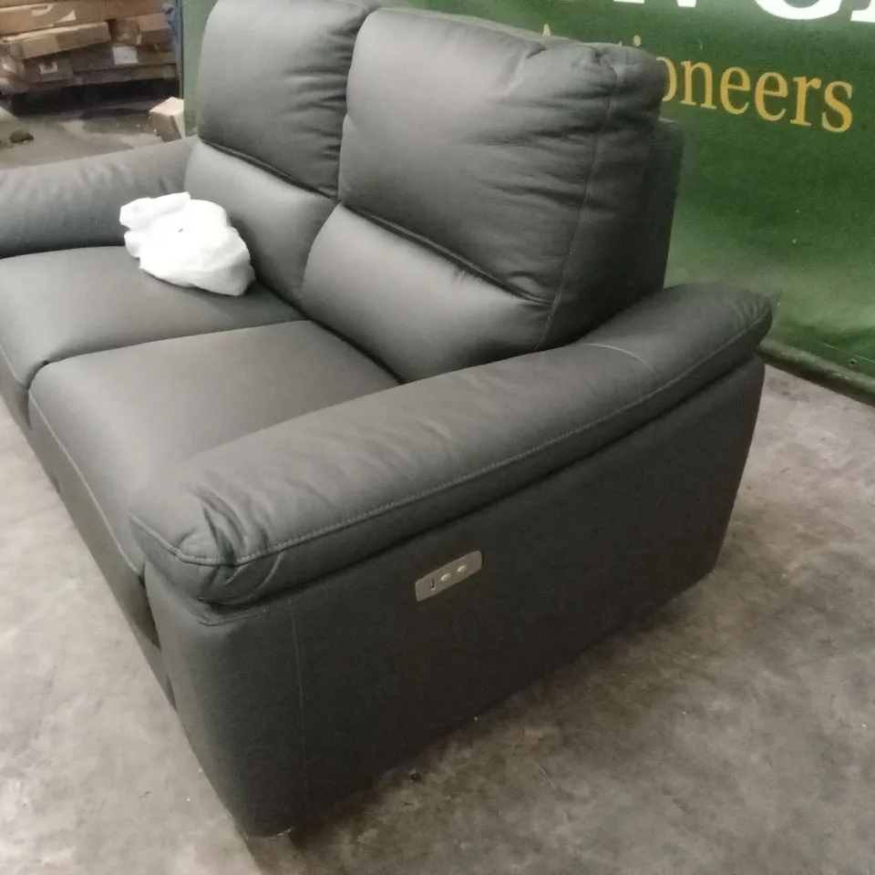 PAVILION 2 SEATER LEATHER/FAUX LEATHER POWER RECLINER SOFA - CHARCOAL RRP £949