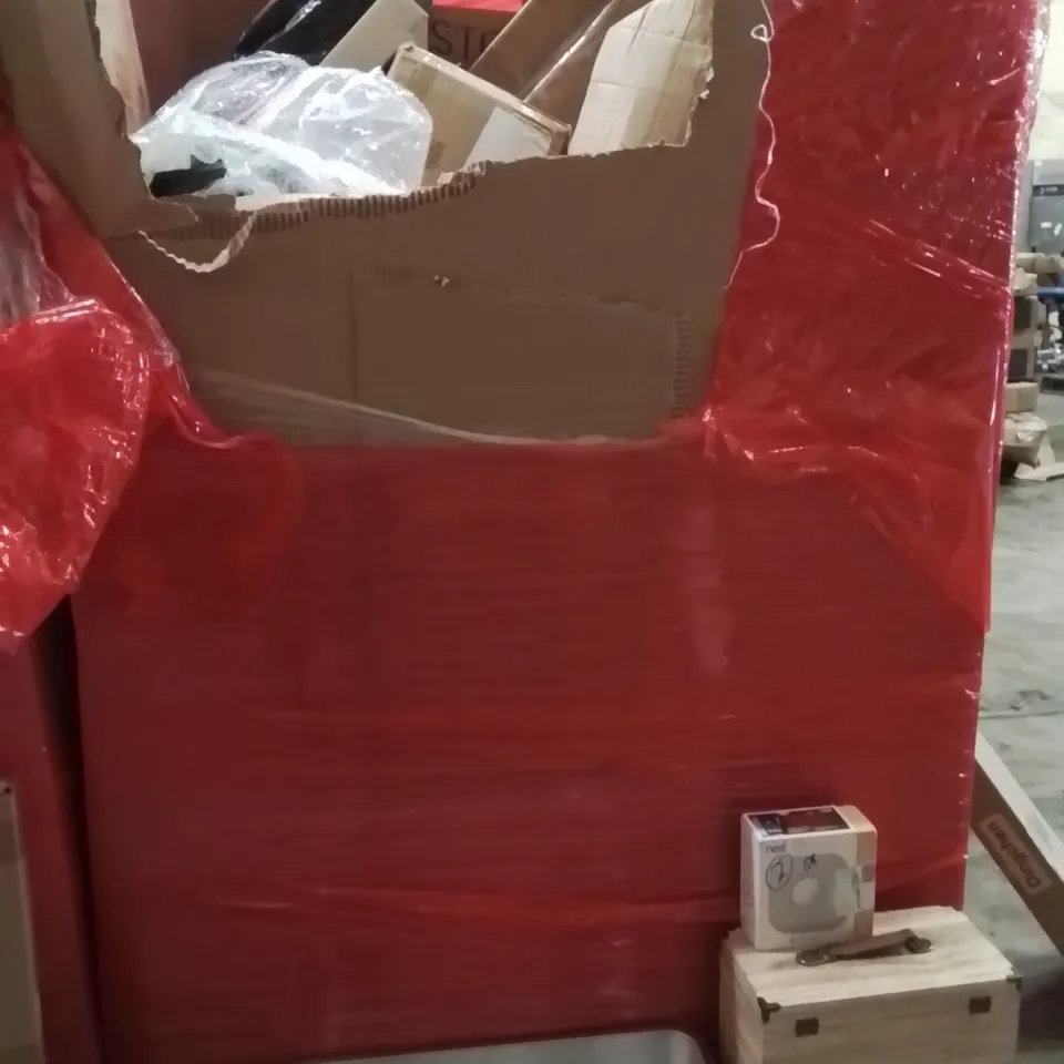 PALLET OF ASSORTED HOUSEHOLD GOODS AND PRODUCTS TO INCLUDE;CAT LITTER TRAY,STORAGE BOX,SMOKE ALARM 