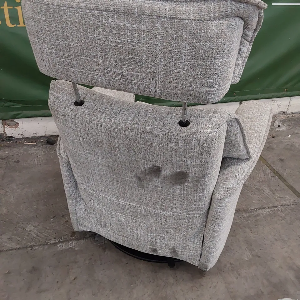QUALITY BRITISH DESIGNER G PLAN MALMO LARGE MANUAL RECLINING SWIVEL CHAIR BEACH OATMEAL FABRIC 