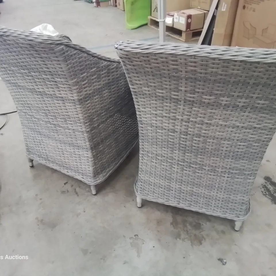 PAIR OF GOODHOME HAMILTON WICKER ARMCHAIRS ( NO CUSHIONS)