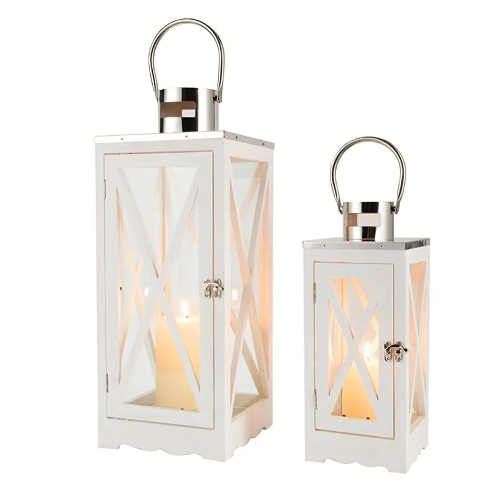BOXED 2 PIECE TABLETOP LANTERN SET
