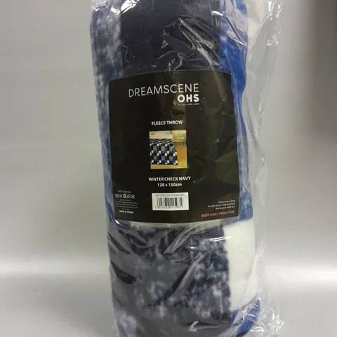 DREAMSCENE BY OHS FLEECE THROW WINTER CHECK BLACK (120 x 150cm)