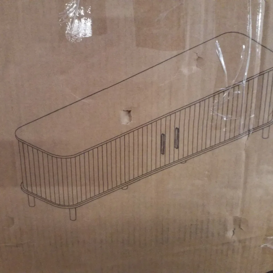 BOXED BIRLEA AXEL FLUTED TV UNIT - WALNUT