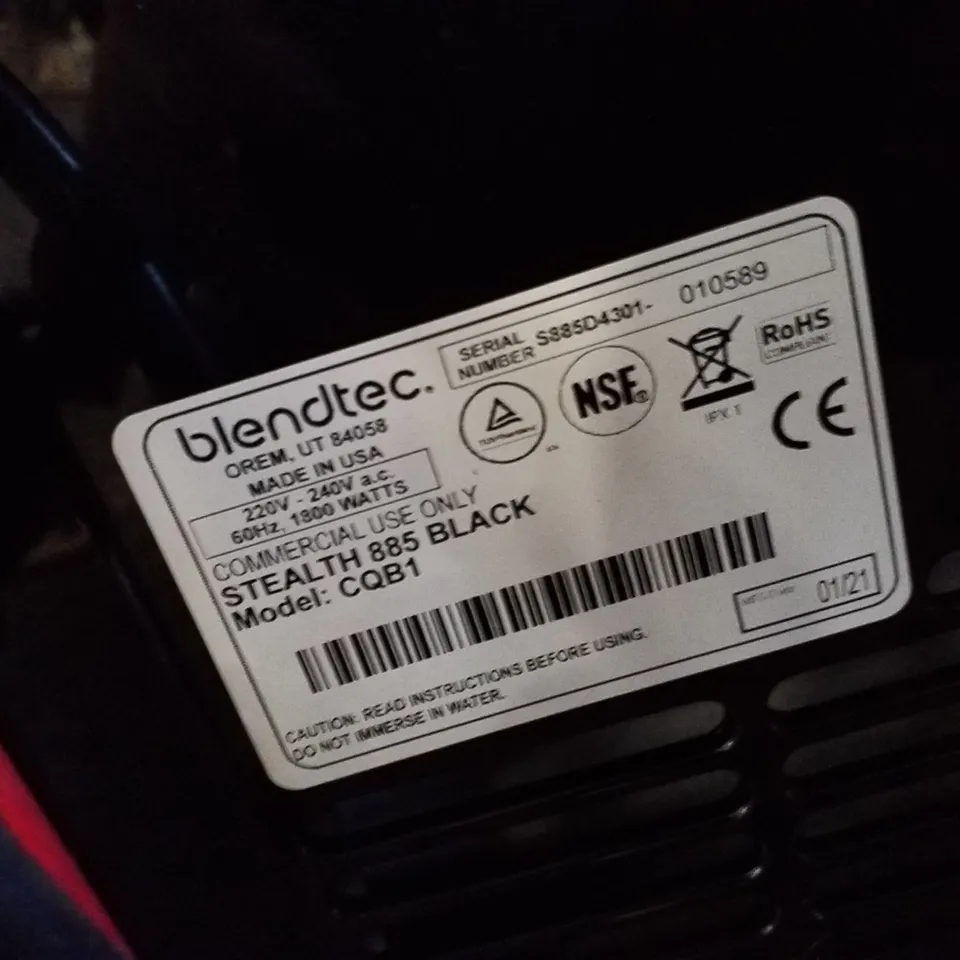 BLENDTEC CQB1 STEALTH 885 COMMERCIAL BLENDER