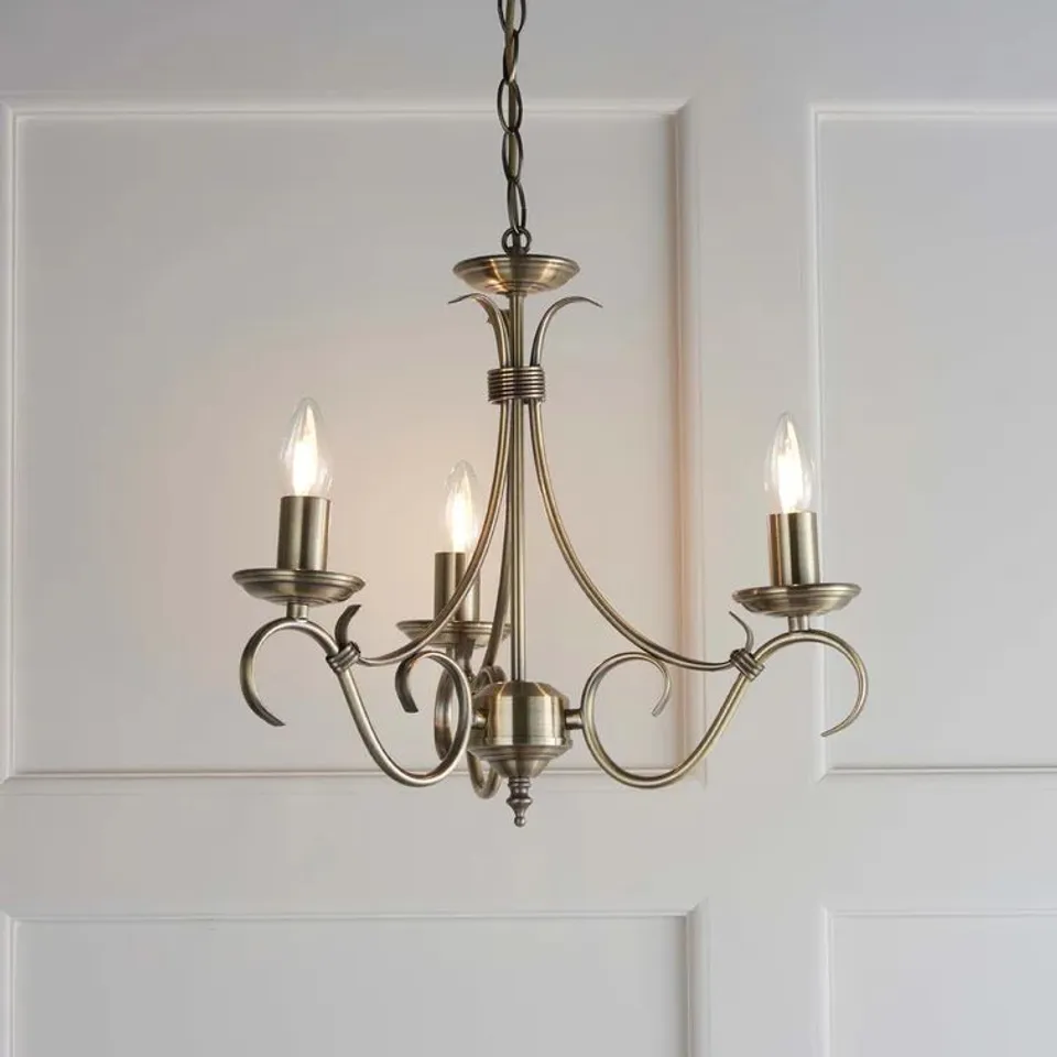 BOXED BARNEY 3 LIGHT CANDLE STYLE CHANDELIER 