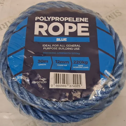 SEALED 30M POLYPROPYLENE ROPE - BLUE