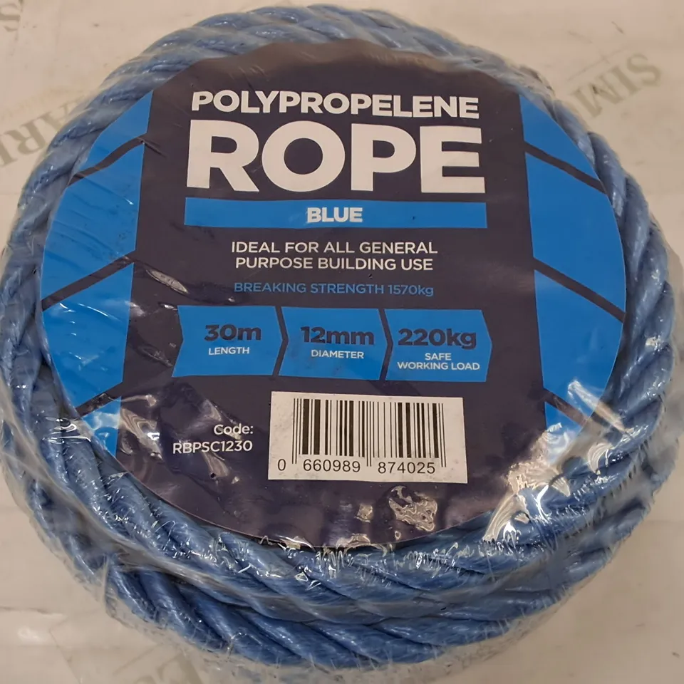 SEALED 30M POLYPROPYLENE ROPE - BLUE