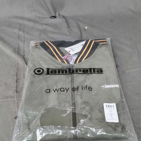 LAMBRETTA VINTAGE TRACK JACKET – KHAKI/BLACK/GOLD – XL