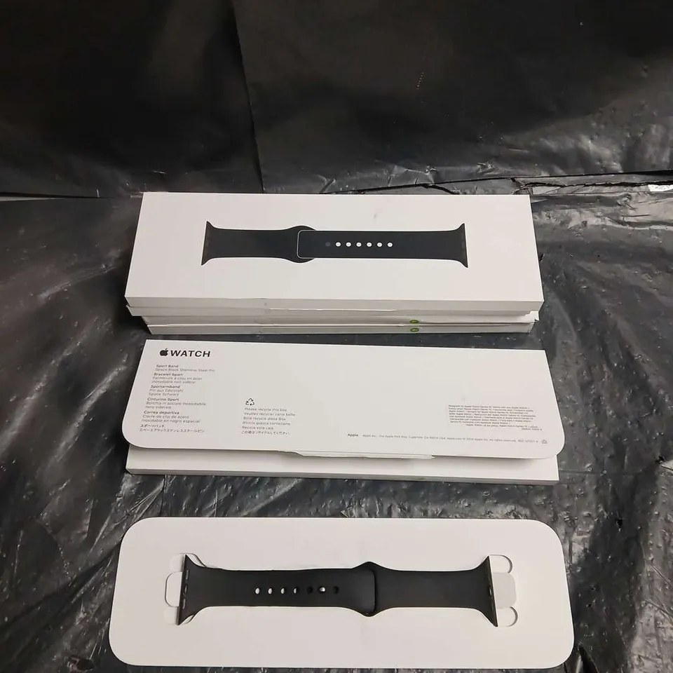 LOT OF 5 APPLE WATCH SPORT BANDS IN BLACK - 46MM