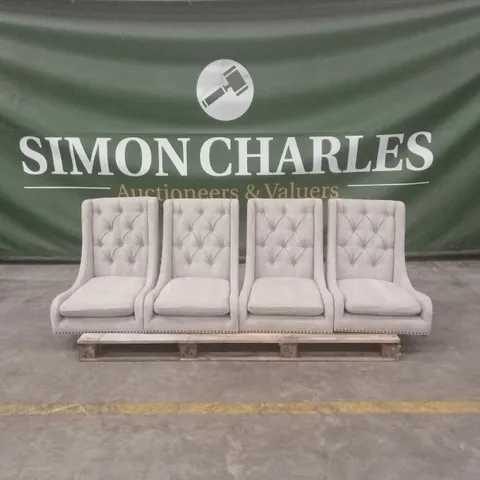 SET OF 4 DESIGNER FABRIC UPHOLSTERED DINING CHAIRS