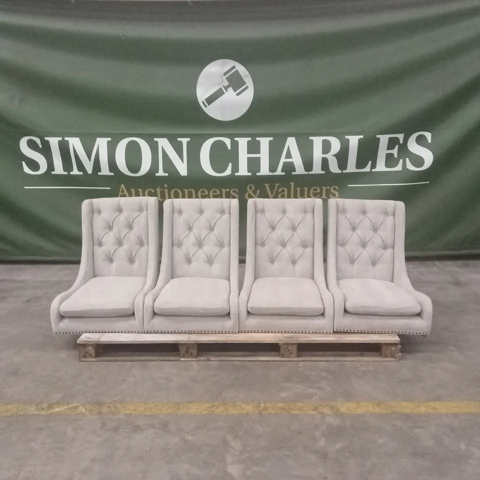 SET OF 4 DESIGNER FABRIC UPHOLSTERED DINING CHAIRS