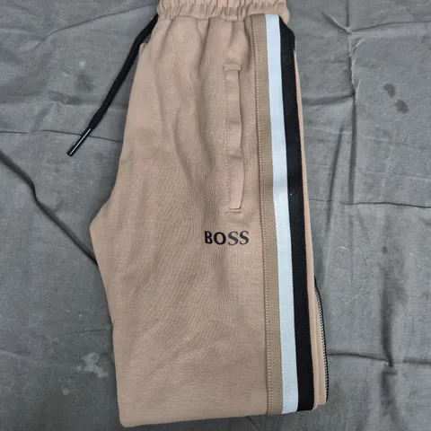 HUGO BOSS CHILDRENS JOGGERS – BEIGE WITH SIDE STRIPE - SIZE UNSPECIFIED