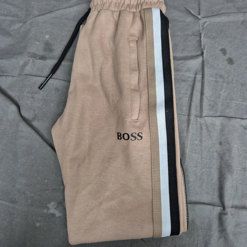 HUGO BOSS CHILDRENS JOGGERS – BEIGE WITH SIDE STRIPE - SIZE UNSPECIFIED