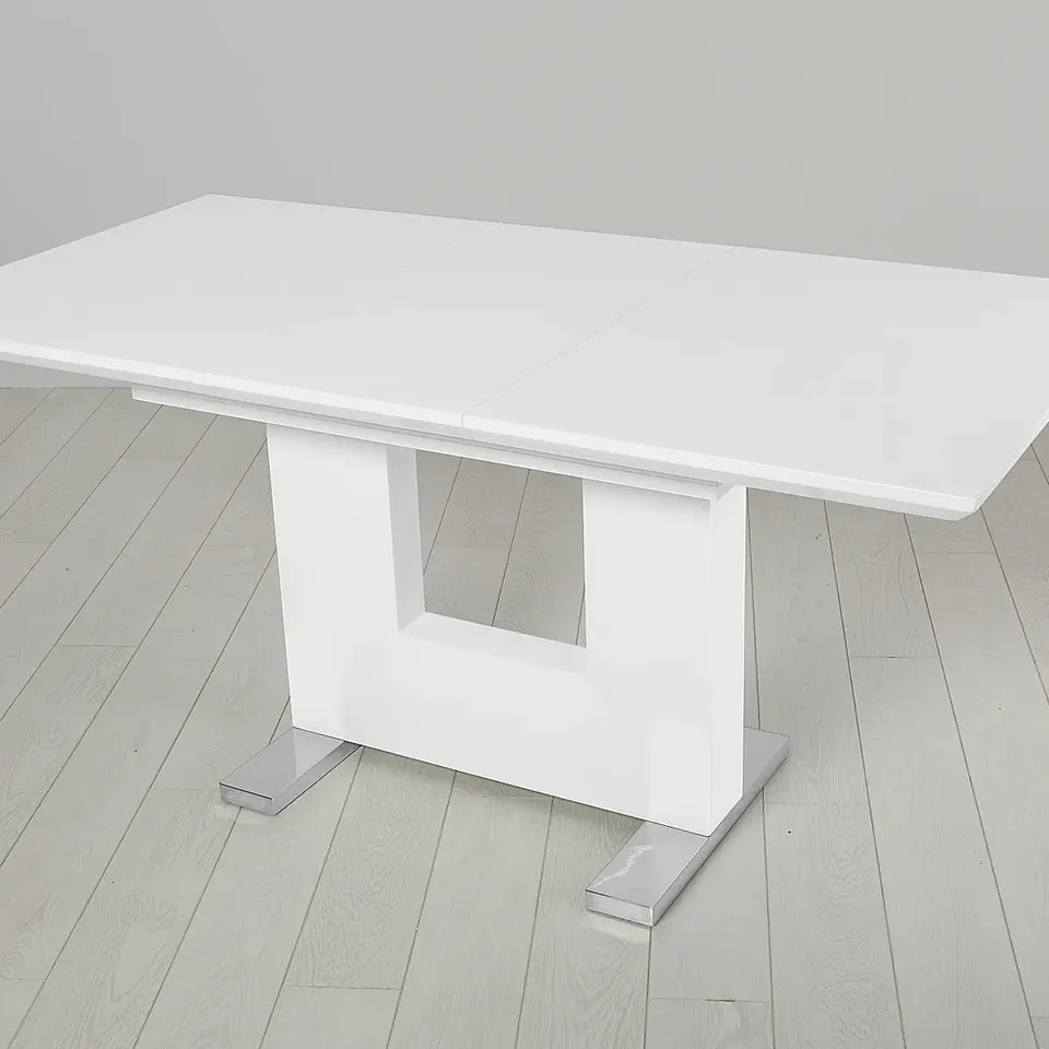 BOXED DESIGNER FLORENCE WHITE HIGH GLOSS 120-160CM EXTENDING DINING TABLE ( 2 BOXES)