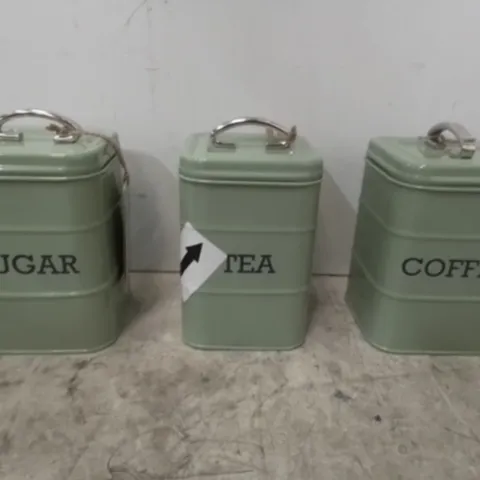 BOXED 3 PIECE COFFEE, TEA, SUGAR STORAGE SET